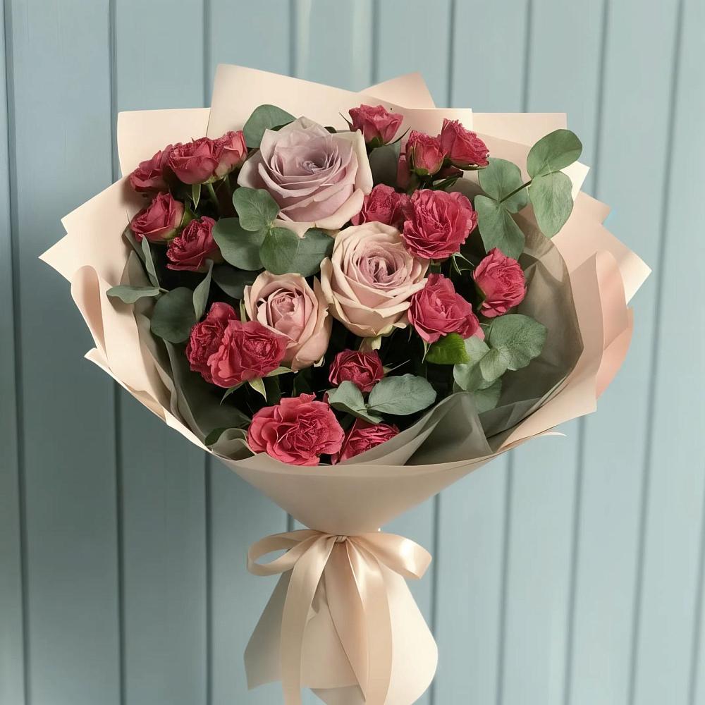 Букет цветов из: Гвоздики и Розы в Каменке Архангельской области