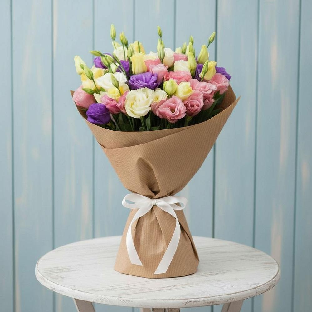 Букет цветов из: Лизиантусы в Каменке Архангельской области