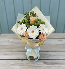 Букет цветов из:  Герберы, Розы и Хризантемы #REPLACE_PRED# Каменке Архангельской области