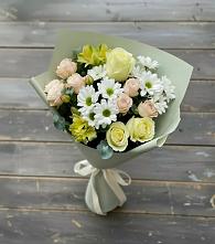 Букет цветов из:  Альстромерии, Розы и Хризантемы в Каменке Архангельской области