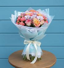 Букет цветов из:  Хризантемы и Розы в Каменке Архангельской области