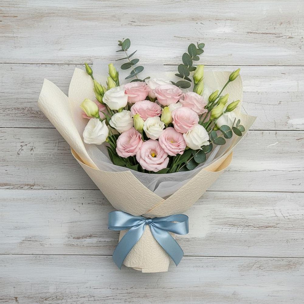 Букет цветов из: Лизиантусы в Каменке Архангельской области